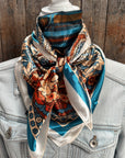 35X35"  Teal and Cream Paisley Wild Rag / Scarf WR910