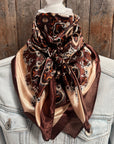 35X35"  Brown and Tan Paisley Wild Rag / Scarf WR913