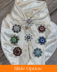 35X35" Solid Cream Wild Rag / Scarf WRS11 - Crystal Concho Wild Rag Slides - Assorted