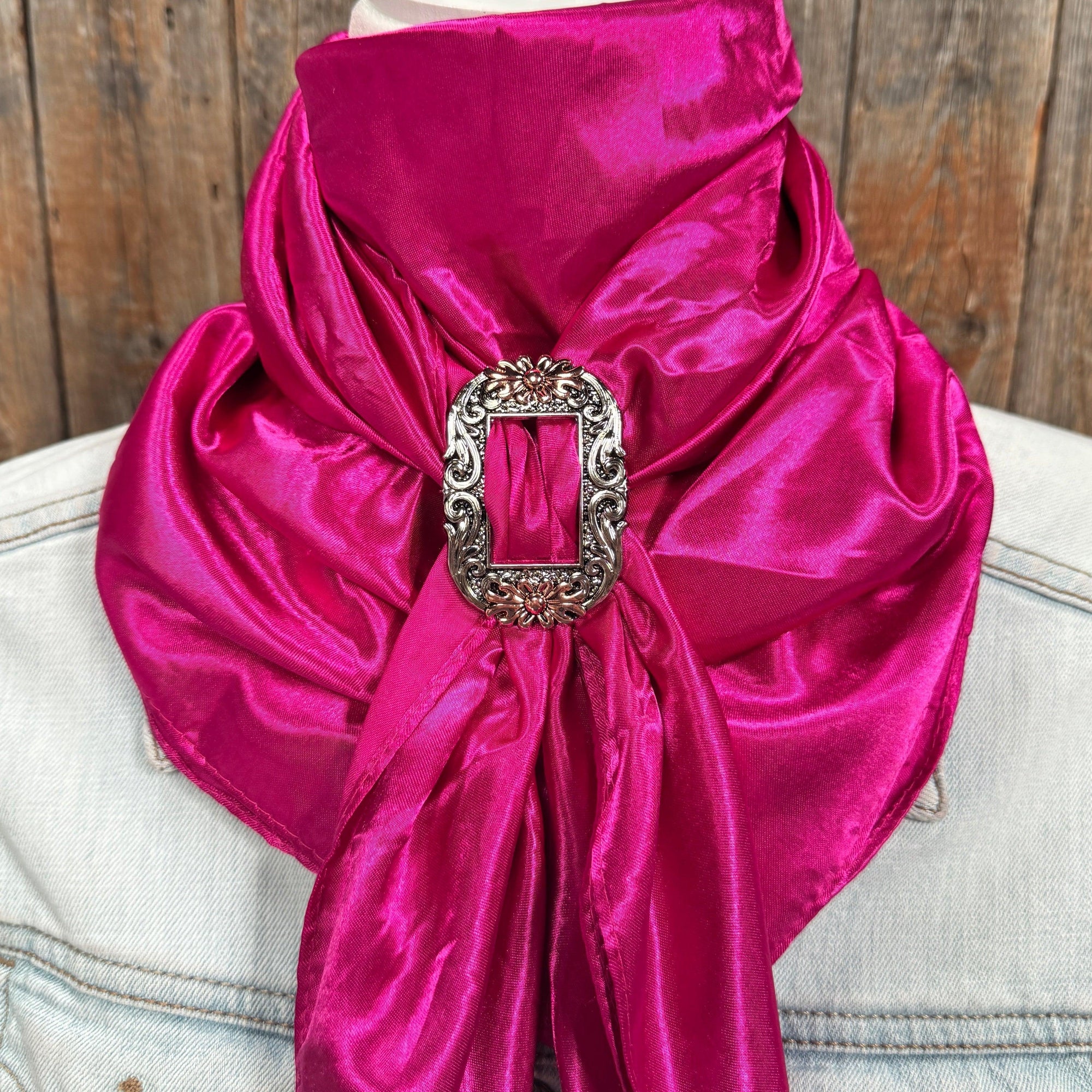 35X35" Solid Fuchsia Wild Rag / Scarf WRS12 - Buckle Wild Rag Slides - Assorted