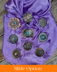 35X35" Solid Lavender Wild Rag / Scarf WRS13 - Western Concho Wild Rag Slides - Assorted