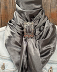 35X35" Solid Silver Wild Rag / Scarf WRS15 - Buckle Wild Rag Slides - Assorted