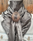 35X35" Solid Silver Wild Rag / Scarf WRS15 - Buckle Wild Rag Slides - Assorted