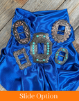 35X35" Solid Electric Blue Wild Rag / Scarf WRS17 - Buckle Wild Rag Slides - Assorted