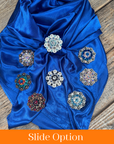 35X35" Solid Electric Blue Wild Rag / Scarf WRS17 - Crystal Concho Wild Rag Slides - Assorted