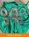 35X35" Solid Green Wild Rag / Scarf WRS18 - Buckle Wild Rag Slides - Assorted