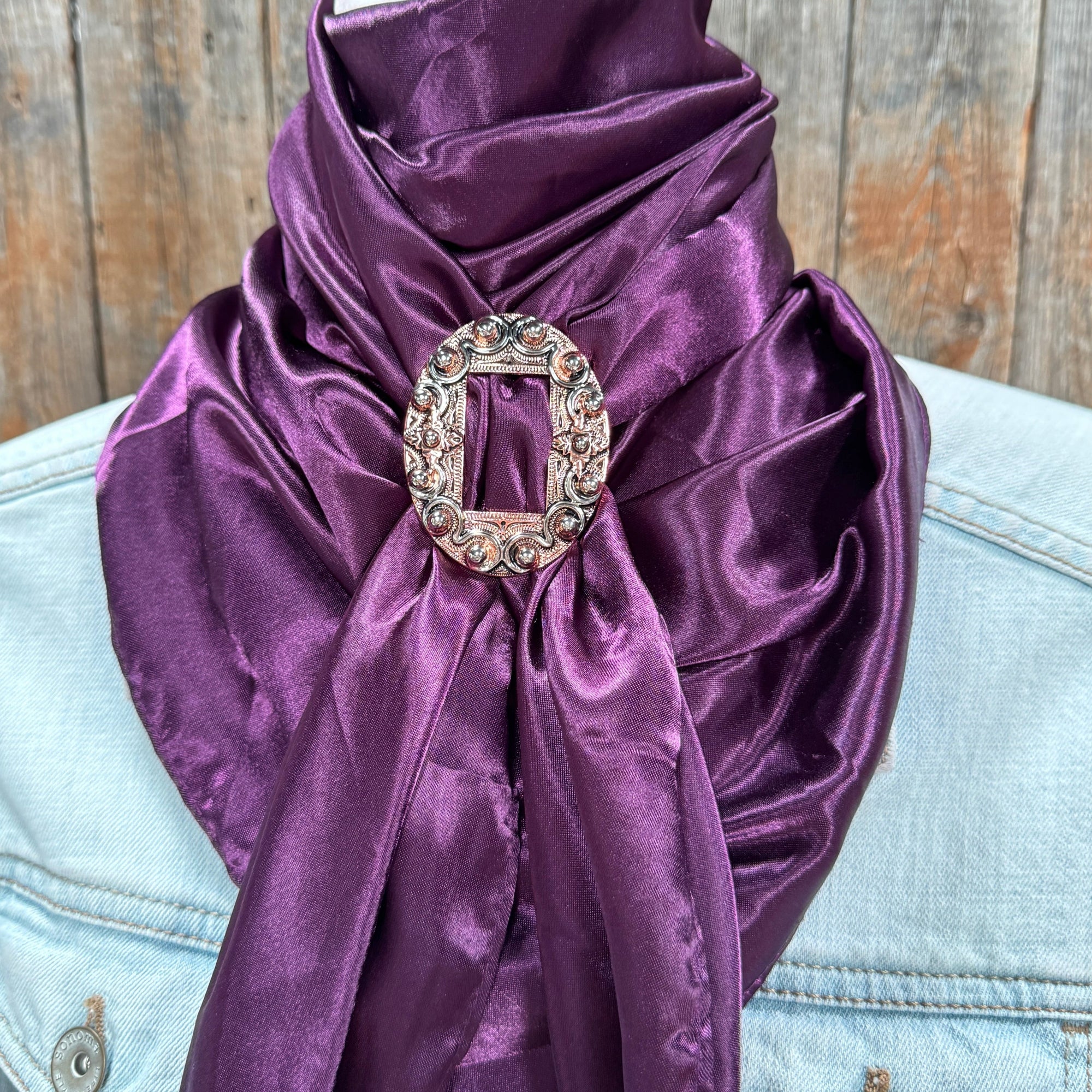 35X35" Solid Plum Wild Rag / Scarf WRS21 - Buckle Wild Rag Slides - Assorted