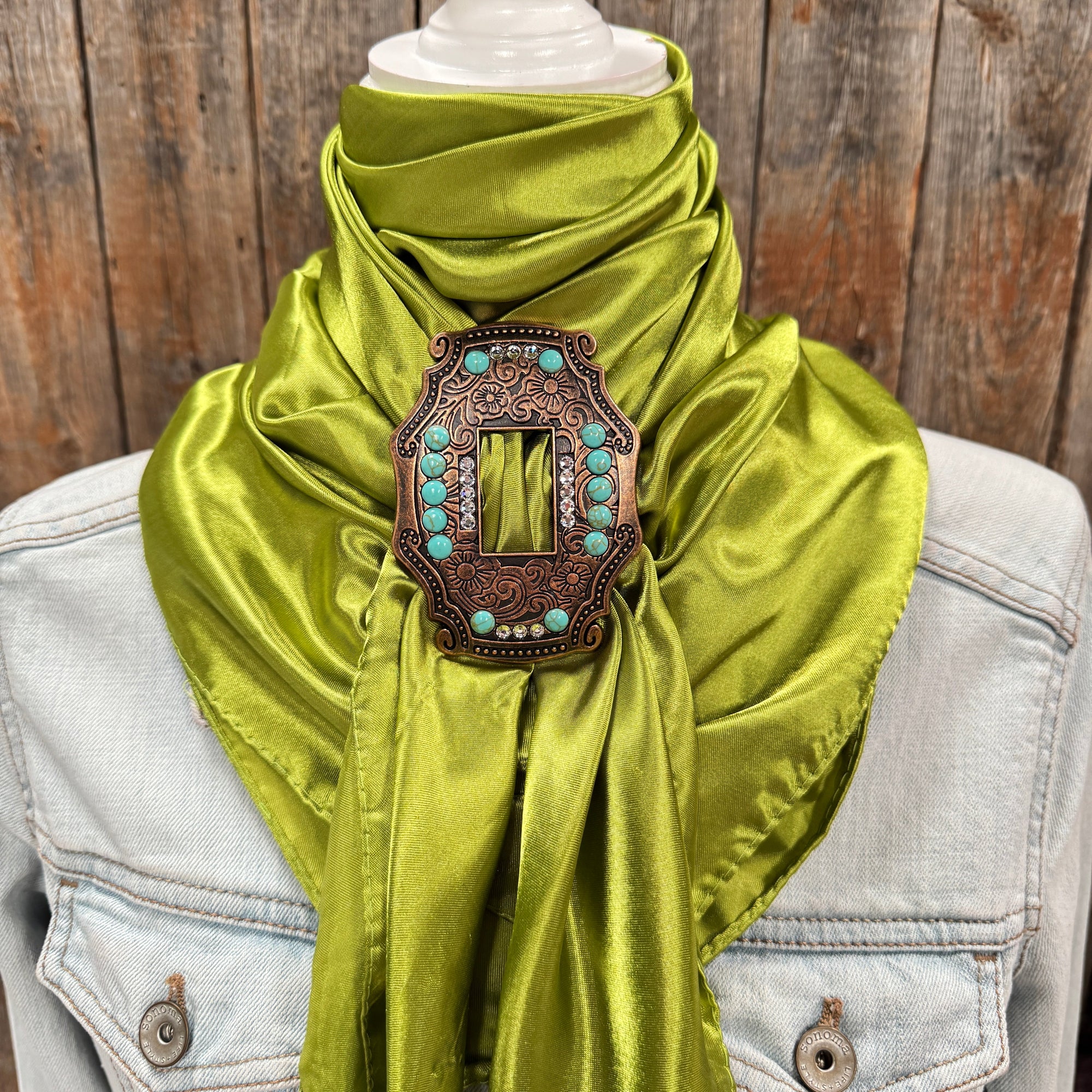 35X35" Solid Light Green Wild Rag / Scarf WRS22 - Buckle Wild Rag Slides - Assorted