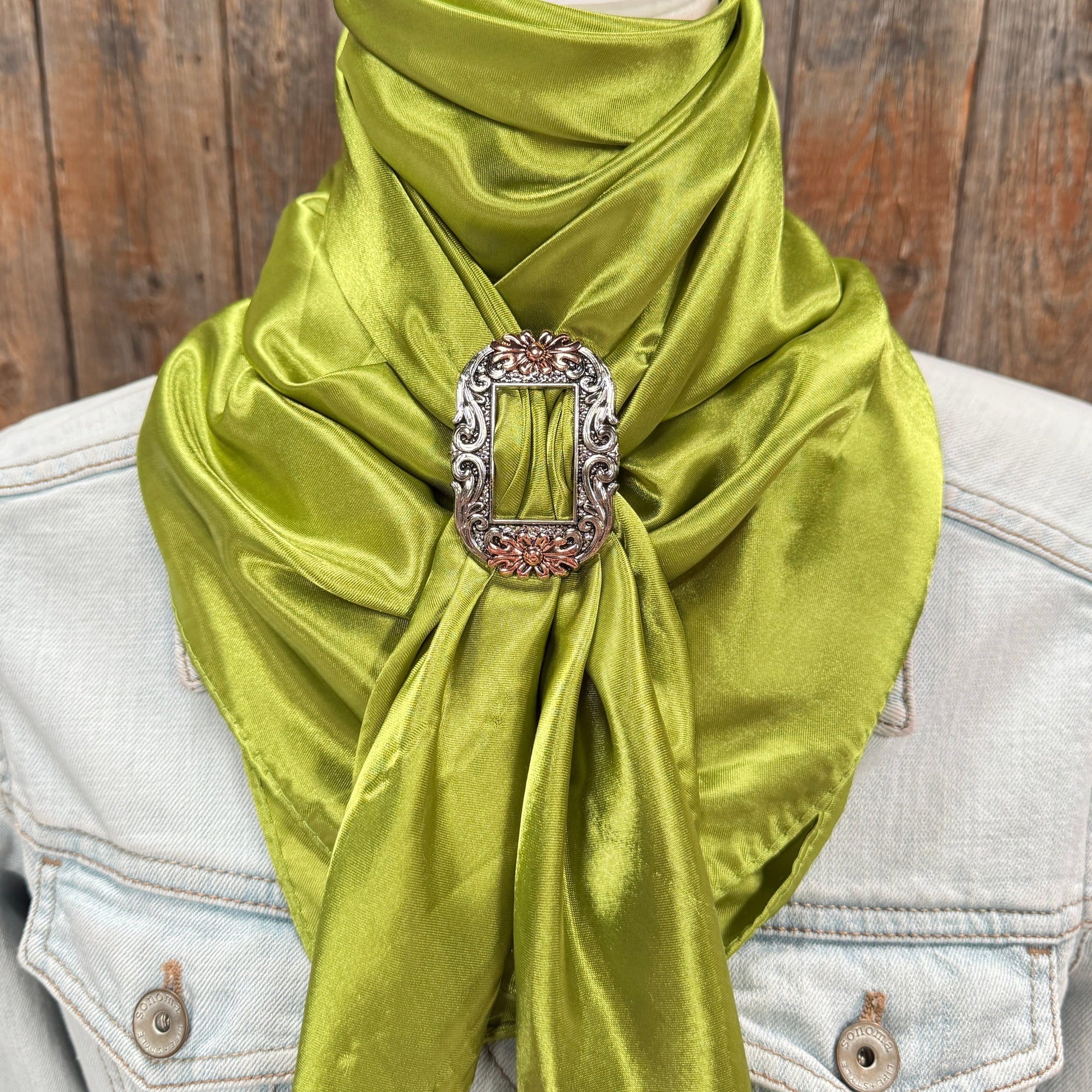 35X35" Solid Light Green Wild Rag / Scarf WRS22 - Buckle Wild Rag Slides - Assorted