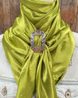 35X35" Solid Light Green Wild Rag / Scarf WRS22 - Buckle Wild Rag Slides - Assorted