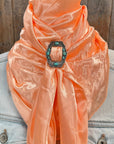 35X35" Solid Peach Wild Rag / Scarf WRS24 - Buckle Wild Rag Slides - Assorted