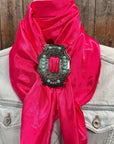 35X35" Solid Hot Pink Wild Rag / Scarf WRS25 - Buckle Wild Rag Slides - Assorted