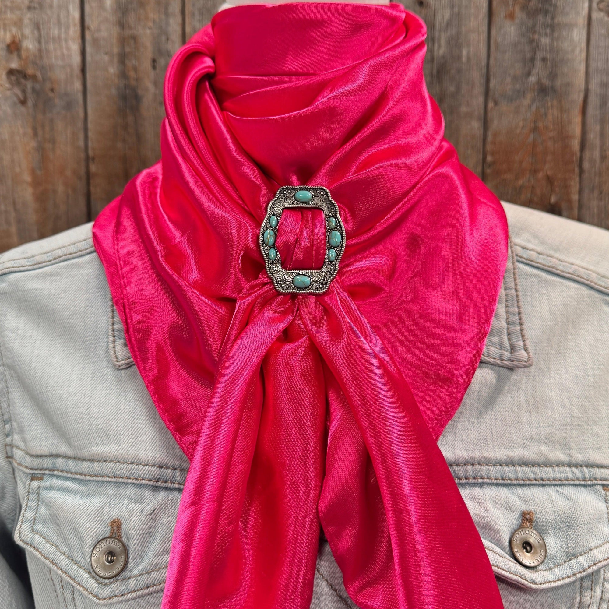 35X35" Solid Hot Pink Wild Rag / Scarf WRS25 - Buckle Wild Rag Slides - Assorted