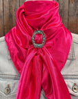 35X35" Solid Hot Pink Wild Rag / Scarf WRS25 - Buckle Wild Rag Slides - Assorted