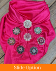 35X35" Solid Hot Pink Wild Rag / Scarf WRS25 - Crystal Concho Wild Rag Slides - Assorted
