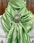 35X35" Solid Lime Wild Rag / Scarf WRS26 - Buckle Wild Rag Slides - Assorted