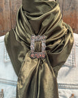 35X35" Solid Olive Wild Rag / Scarf WRS28 - Buckle Wild Rag Slides - Assorted