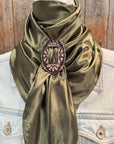 35X35" Solid Olive Wild Rag / Scarf WRS28 - Buckle Wild Rag Slides - Assorted