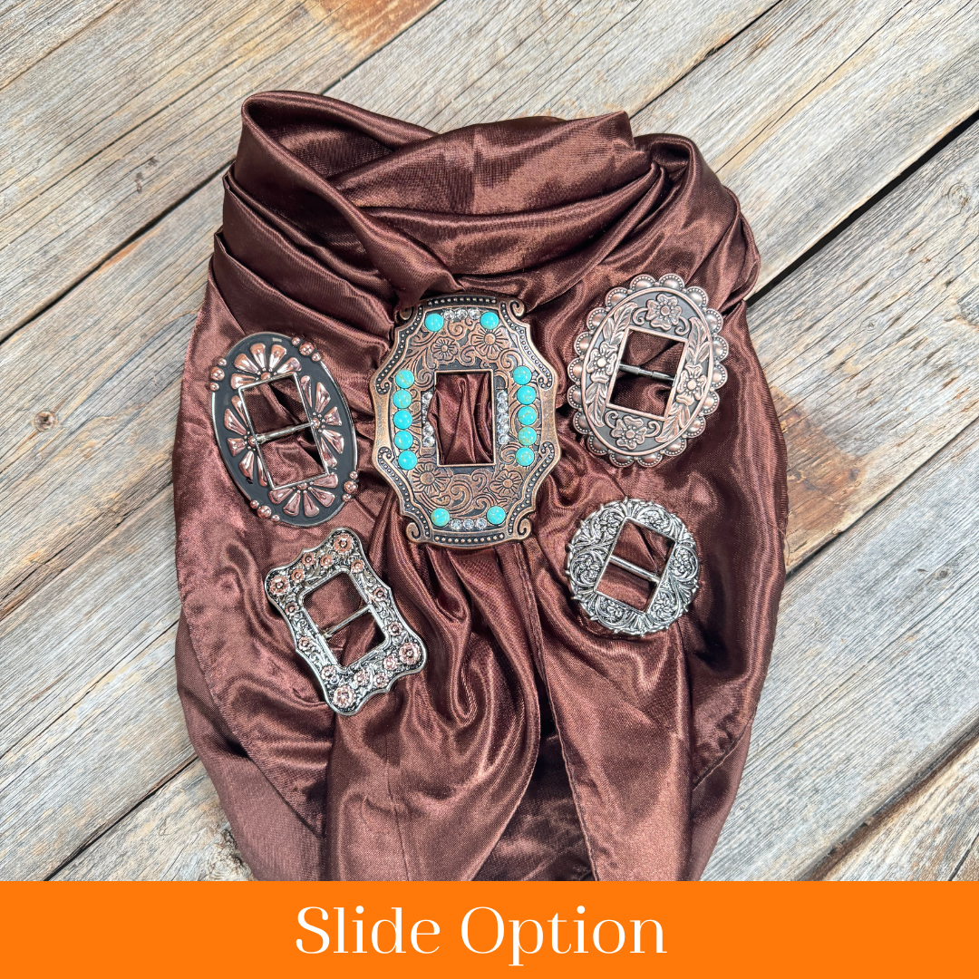 35X35" Solid Brown Wild Rag / Scarf WRS2 - Buckle Wild Rag Slides - Assorted
