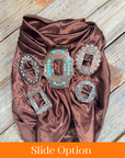 35X35" Solid Brown Wild Rag / Scarf WRS2 - Buckle Wild Rag Slides - Assorted