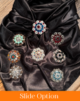 35X35" Solid Black Wild Rag / Scarf WRS4 - Crystal Concho Wild Rag Slides - Assorted