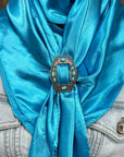 35X35" Solid Aqua Wild Rag / Scarf WRS8 - Buckle Wild Rag Slides - Assorted