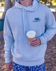Embroidered Surfing Boar Hoodie Light Gray