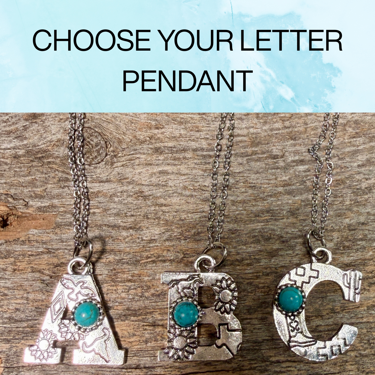 Fashion Turquoise Alphabet Pendant Necklace