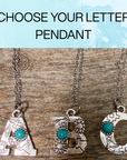 Fashion Turquoise Alphabet Pendant Necklace