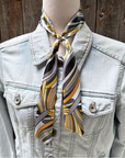Yellow and Grey Western Skinny Mini Wild Rag Scarf / Cowgirl Necktie 