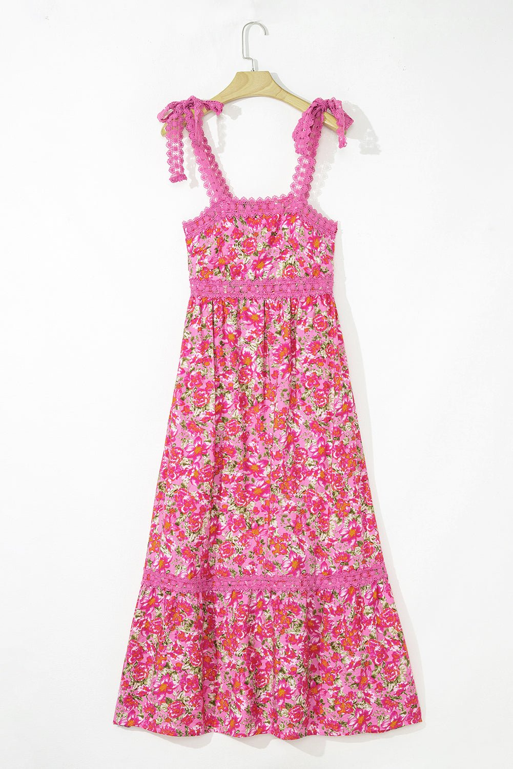 Ashlyn Floral Lace Tied Strap Empire Waist Maxi Dress