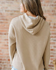 Ribbed Knit Leopard & Lace Drawstring Hoodie