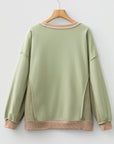 Colorblock Waffle Patchwork Oversize Sweatshirt