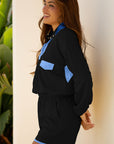 Colorblock Patchwork Pullover and Shorts Set