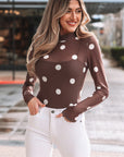 Polka Dot Mesh Long Sleeve Bodysuit