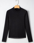 Anastasia Rhinestone Embellished Mesh Long Sleeve Top