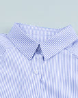 Stripe Smocked Long Sleeve Button-Up Shirt
