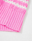 Stripe Bow Tie V-Neck Short Sleeve Sweater