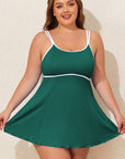 Plus Size Ribbed Contrast Trim Tankini Swimsuit Set