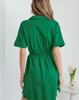Geometric Patchwork Half-Zip Elastic Waist Dress