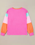 Colorblock Patchwork Long Sleeve Top