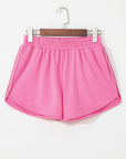 April Color Stripes Elastic High Waist Active Shorts