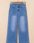 Denim High Rise Cropped Wide Leg Jeans