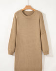 Solid Drop Shoulder Oversize Mini Sweater Dress