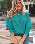 Ribbed Exposed Seam Drop Shoulder Pullover