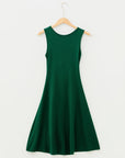 Solid Round Neck Ruched Sleeveless Dress