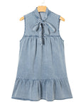 Clare Sleeveless Ruffled Chambray Dress