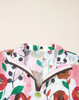 Floral Slit V-Neck Short Sleeve Blouse