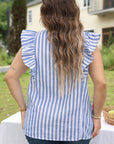 ARIYA STRIPE GEO PATTERN EMBROIDERED TASSEL FLUTTER Plus BLOUSE