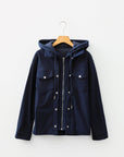 Textured Knit Pocketed Drawstring Hooded Jacket